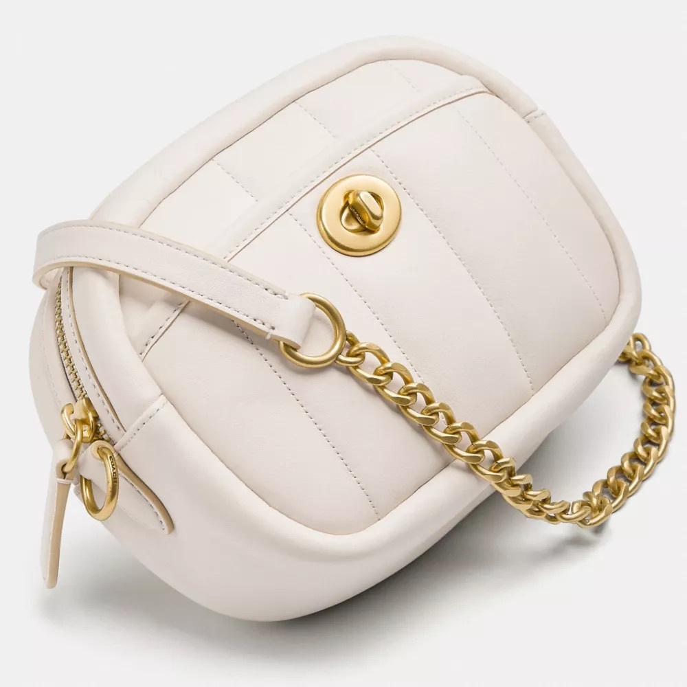 Coach Small Camera Bag With Quilting in Chalk